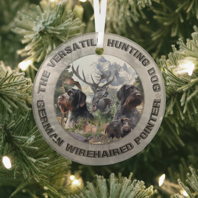 German Wirehaired Pointer   Glass Tree Decoration (Insitu)