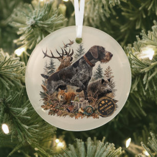 German Wirehaired Pointer Glass Tree Decoration