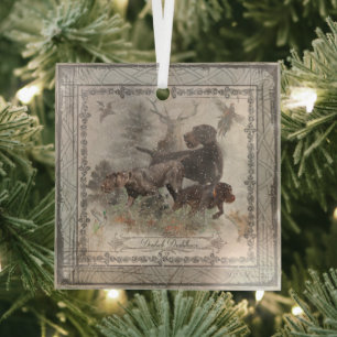 German Wirehaired Pointer   Glass Tree Decoration