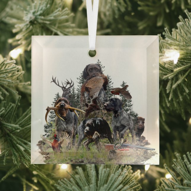 German Wirehaired Pointer     Glass Tree Decoration (Insitu)