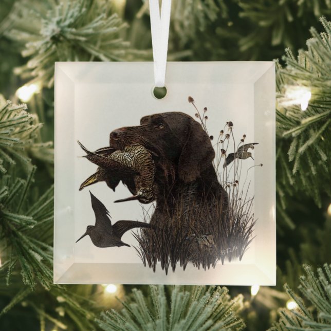 German Wirehaired Pointer   Glass Tree Decoration (Insitu)