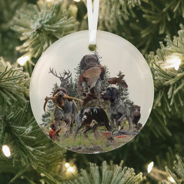 German Wirehaired Pointer     Glass Tree Decoration (Insitu)