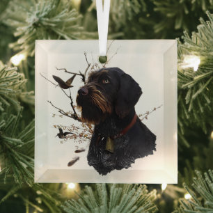 German Wirehaired Pointer   Glass Tree Decoration