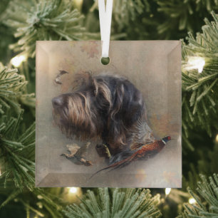 German Wirehaired Pointer   Glass Tree Decoration