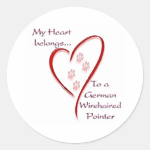 German Wirehaired Pointer Heart Belongs Classic Round Sticker
