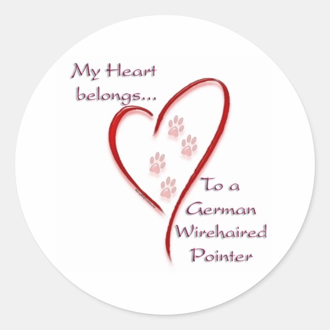 German Wirehaired Pointer Heart Belongs Classic Round Sticker (Front)