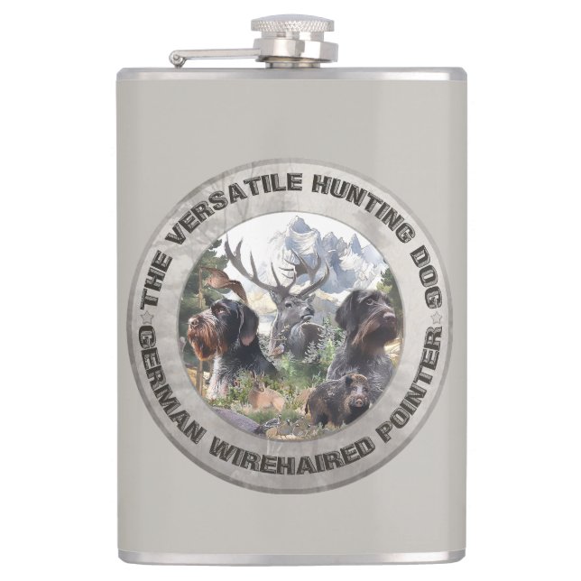 German Wirehaired Pointer   Hip Flask (Front)