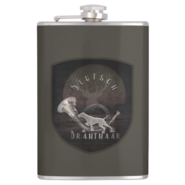 German Wirehaired Pointer Hip Flask (Front)