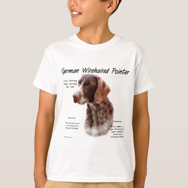German Wirehaired Pointer History Design T-Shirt (Front)