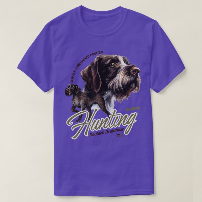 German Wirehaired Pointer Hunting Dog GWP  T-Shirt (Design Front)