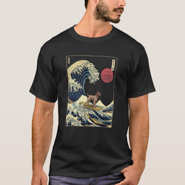 German Wirehaired Pointer Japanese Kanagawa Wave   T-Shirt (Front)