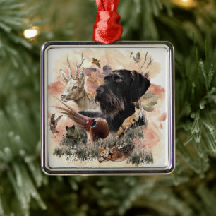 German Wirehaired Pointer Metal Tree Decoration