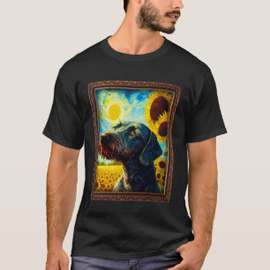 German Wirehaired Pointer Painting Sunflower Flowe T-Shirt