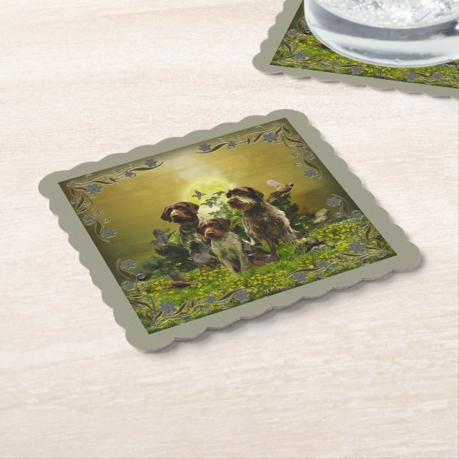  German Wirehaired Pointer  Paper Coaster (Angled)