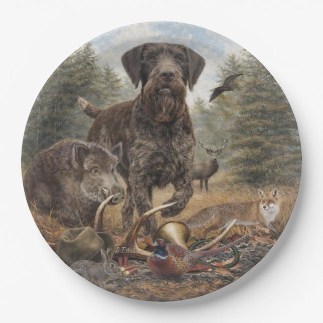 German Wirehaired Pointer Paper Plate (Front)