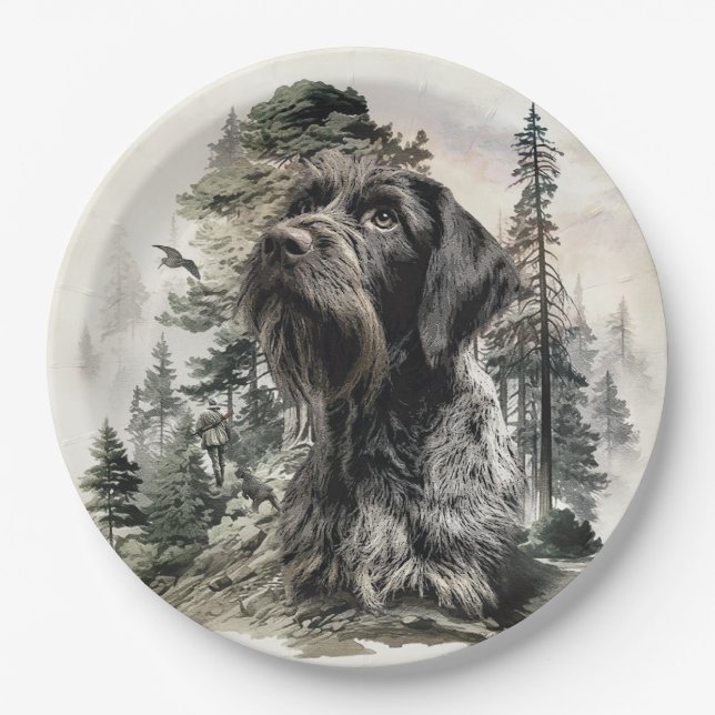 German Wirehaired Pointer Paper Plate (Front)