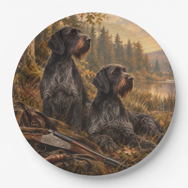 German Wirehaired Pointer Paper Plate (Front)