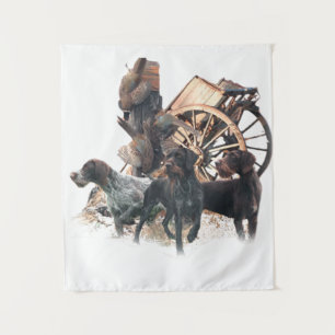 German Wirehaired Pointer Pedestal Sign Bath Towel Tapestry