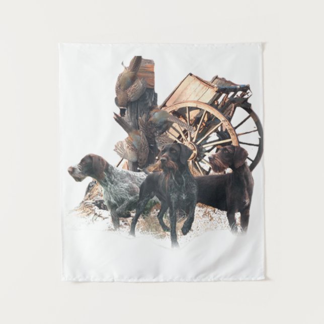 German Wirehaired Pointer Pedestal Sign Bath Towel Tapestry (Front)