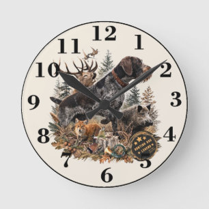 German Wirehaired Pointer Round Clock