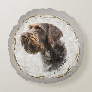 German Wirehaired Pointer   Round Cushion