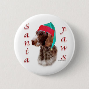 German Wirehaired Pointer Santa Paws 6 Cm Round Badge