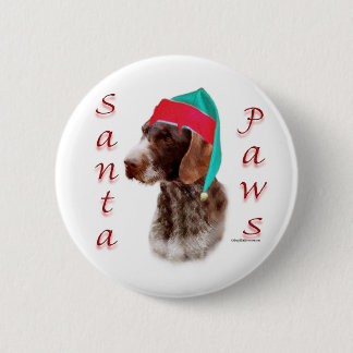 German Wirehaired Pointer Santa Paws 6 Cm Round Badge