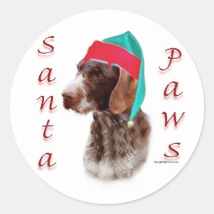German Wirehaired Pointer Santa Paws Classic Round Sticker