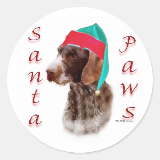 German Wirehaired Pointer Santa Paws Classic Round Sticker