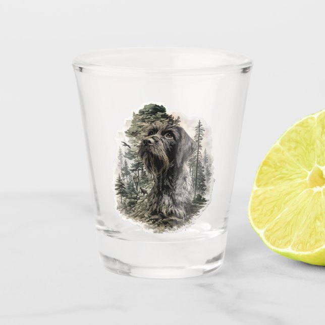 German Wirehaired Pointer Shot Glass (Front)