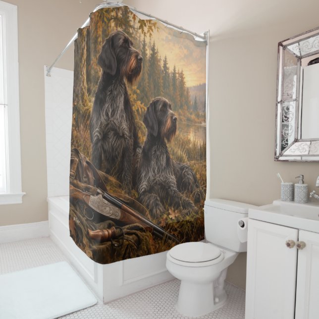 German Wirehaired Pointer Shower Curtain (In Situ)
