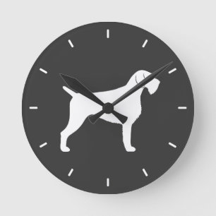 German Wirehaired Pointer Silhouette Round Clock