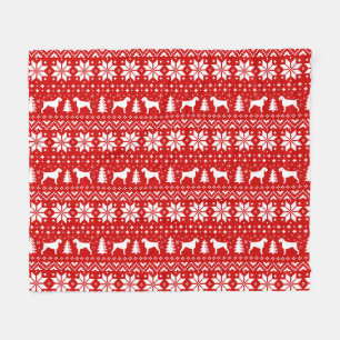German Wirehaired Pointer Silhouettes Christmas Fleece Blanket