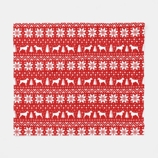 German Wirehaired Pointer Silhouettes Christmas Fleece Blanket (Front (Horizontal))