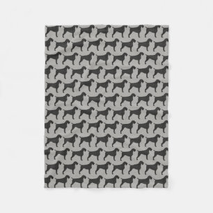 German Wirehaired Pointer Silhouettes Pattern Fleece Blanket