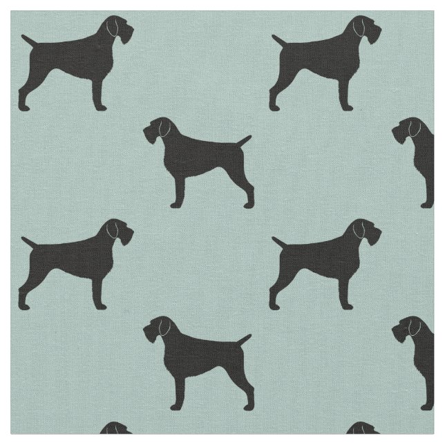 German Wirehaired Pointer Silhouettes Patterned Fabric (Close Up)