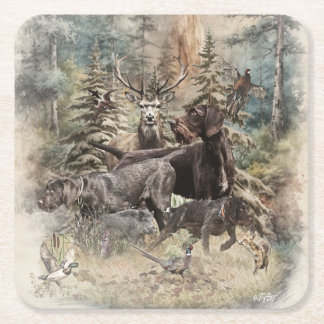 German Wirehaired Pointer Square Paper Coaster