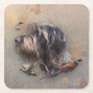 German Wirehaired Pointer Square Paper Coaster