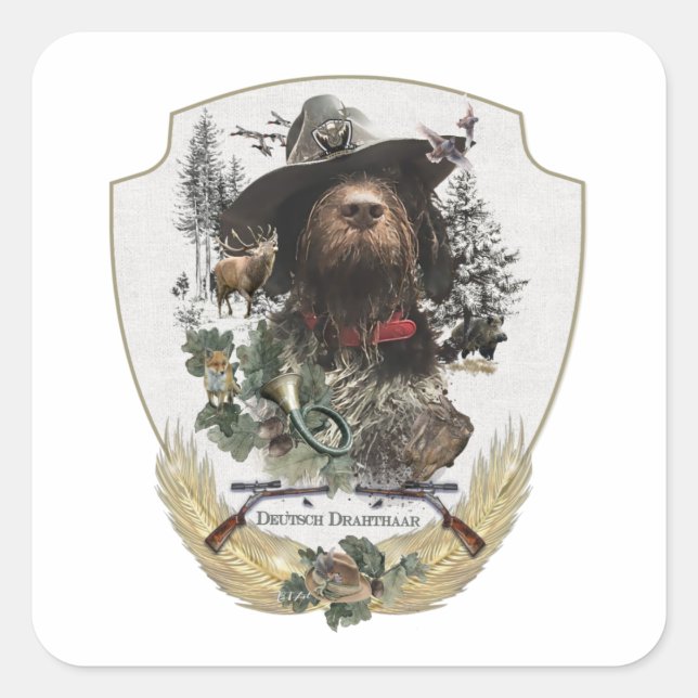 German Wirehaired Pointer     Square Sticker (Front)