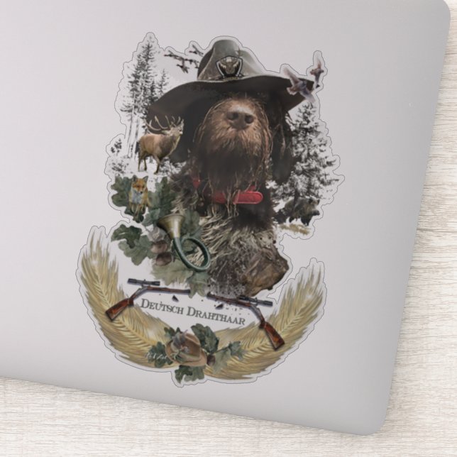 German Wirehaired Pointer      Sticker (Detail)