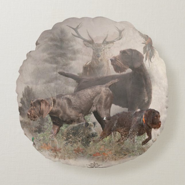 German Wirehaired Pointer  Tapestry Outdoor Pillow (Front)