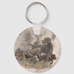 German Wirehaired Pointer  Tapestry Outdoor Pillow Key Ring