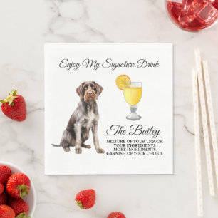 German Wirehaired Pointer Wedding Signature Drink  Napkin