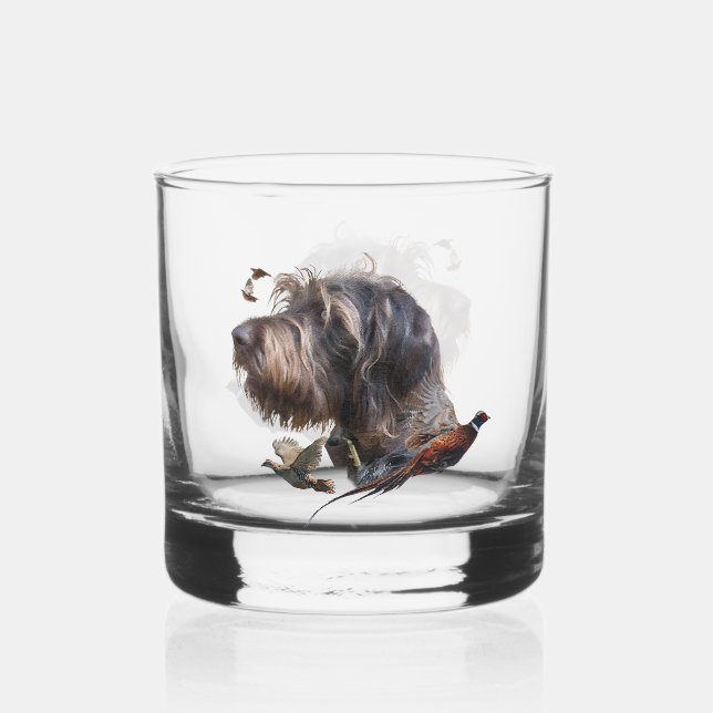 German Wirehaired Pointer Whiskey Glass (Front)