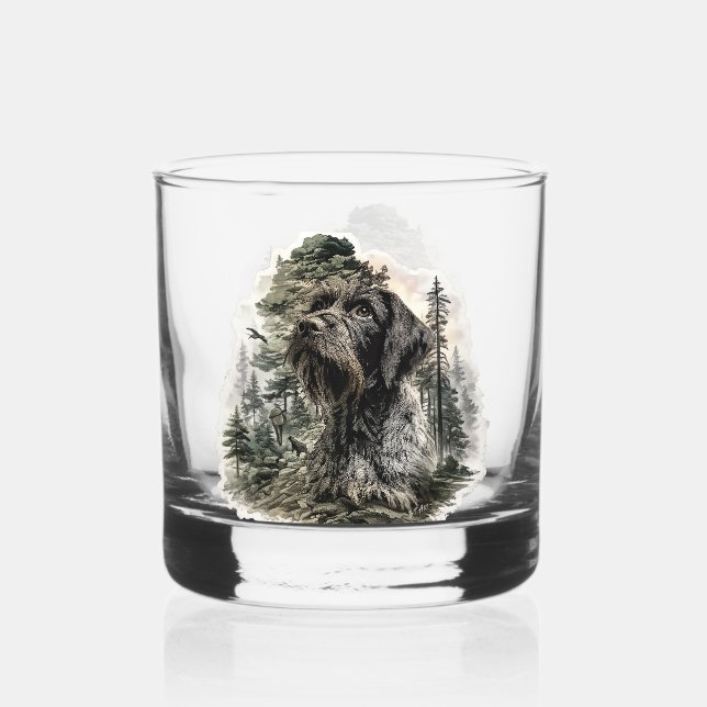 German Wirehaired Pointer Whiskey Glass (Front)