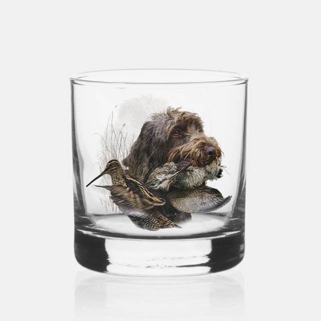 German Wirehaired Pointer Whiskey Glass (Front)
