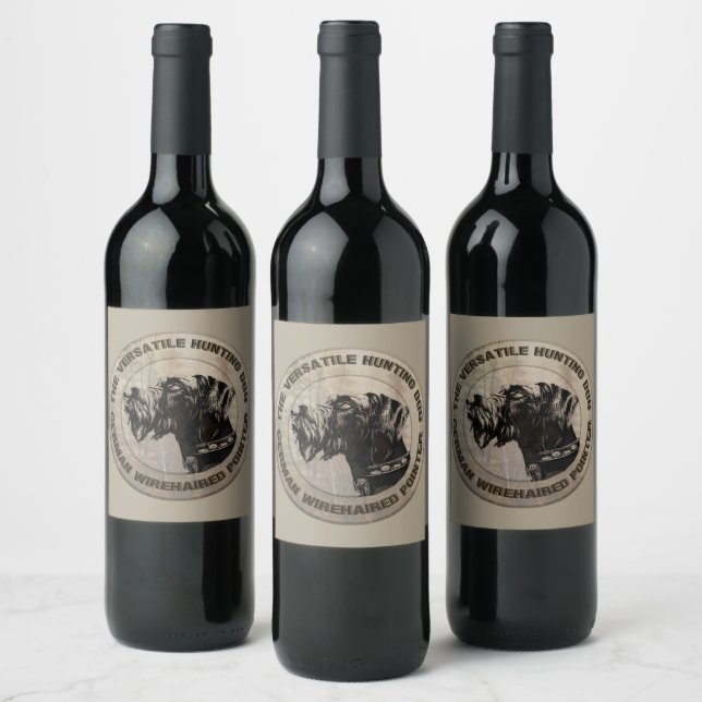  German Wirehaired Pointer Wine Label (Bottles)