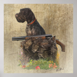 German Wirehaired Pointer with woodcock Gift Box Poster