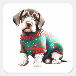German Wirehaired Pointer Xmas Sweater Sticker