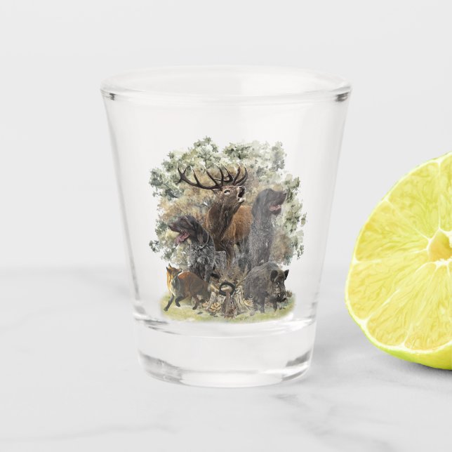German wirehaired pointers shot glass (Front)